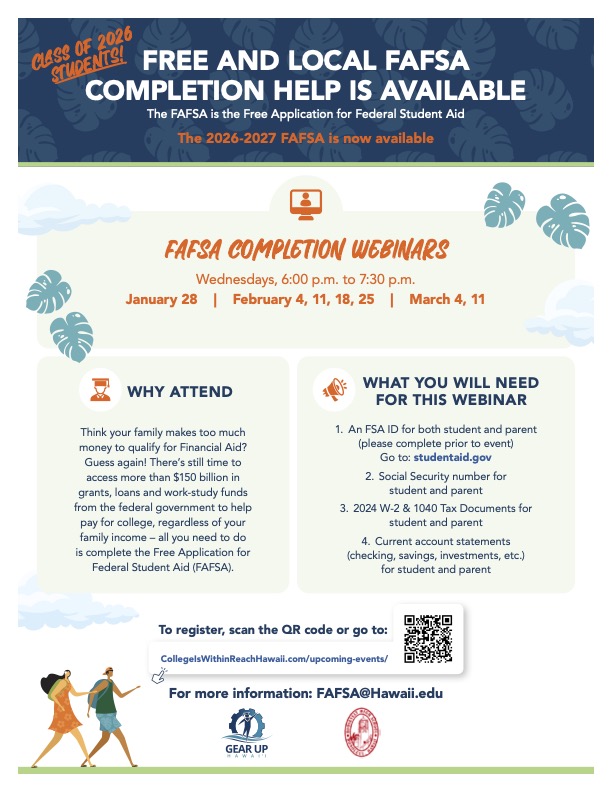 Class of 2026 FAFSA Completion Webinar Flyer RHS FINAL